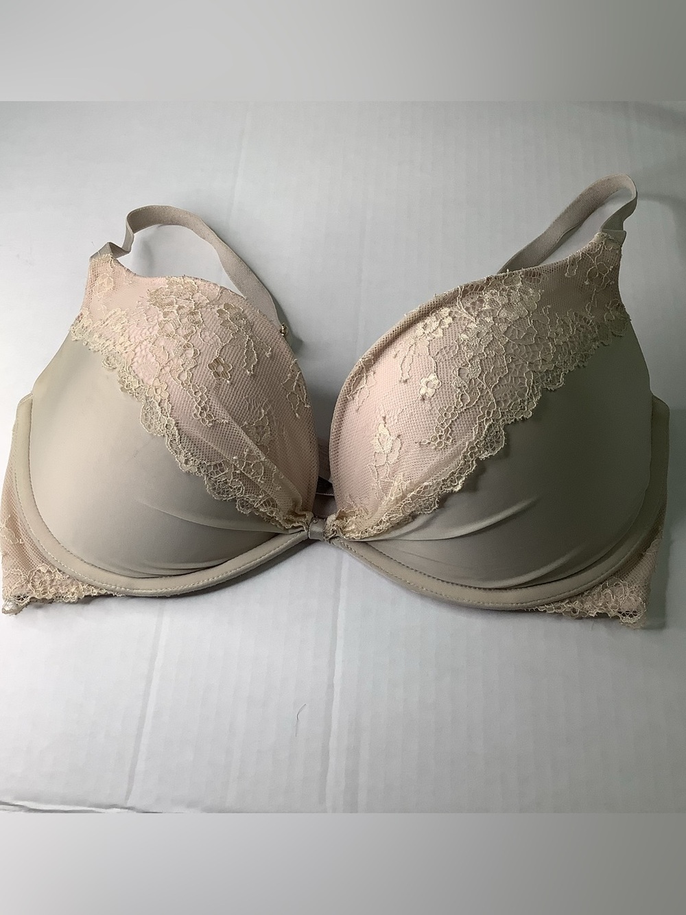 Victoria's Secret Beige Corset Lace Demi Push-Up Bra 32DD